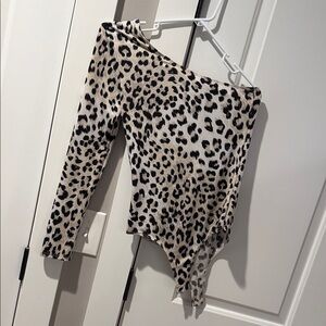 Wild Honey Leopard Print One-Shoulder Women's Top